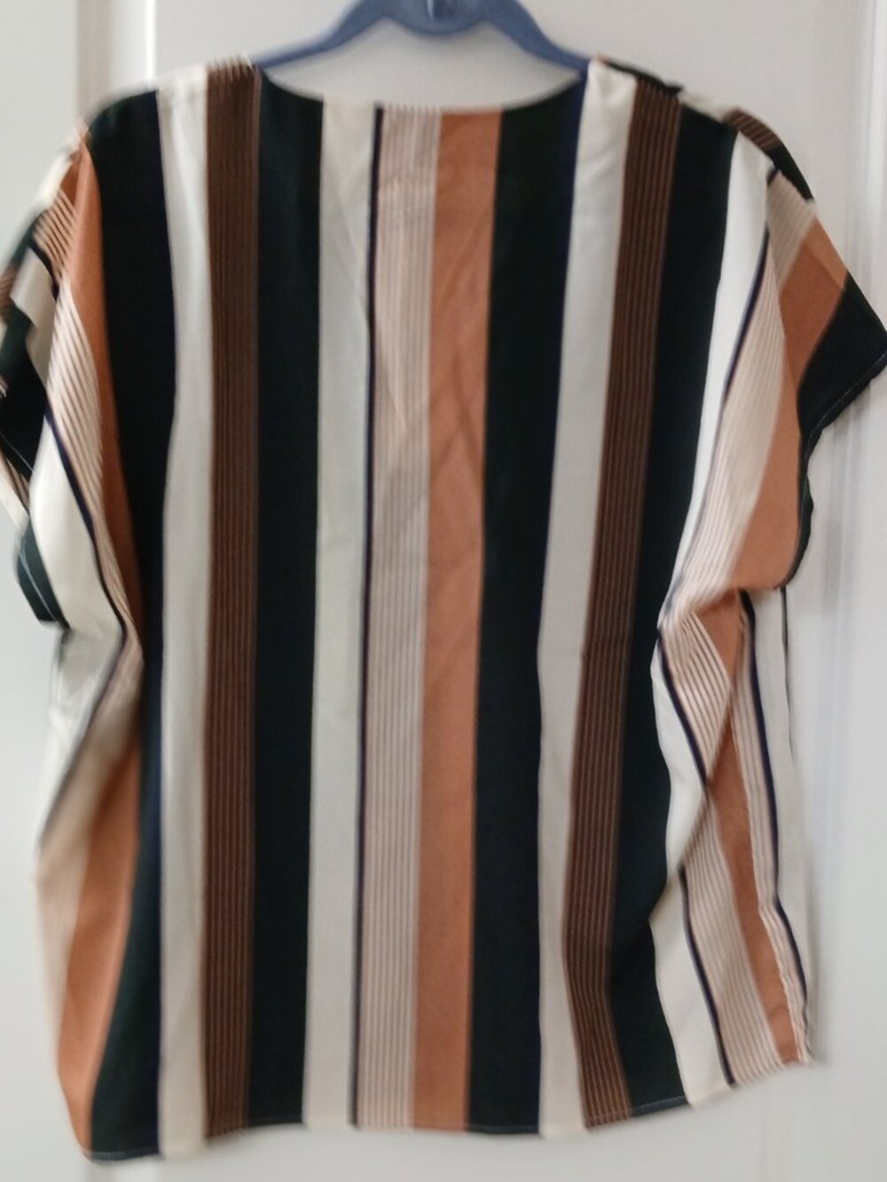 Women's Vertical Striped V Neck Cap Sleeve Blouse NWOT - Picture 4 of 6